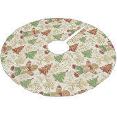 Vintages Lebkuchen Mann und Weihnachtsbaumen Polyester Weihnachtsbaumdecke (Schrägansicht)