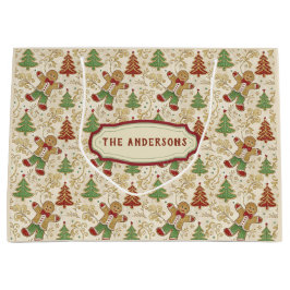 Vintages Lebkuchen Menschen & Weihnachtsbäume Große Geschenktüte