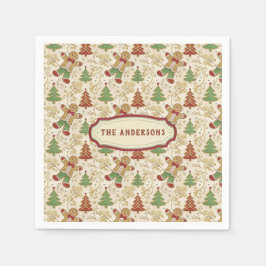 Vintages Lebkuchen Menschen & Weihnachtsbäume Serviette