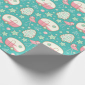 Vintages Lebkuchen und Flamingos Geschenkpapier (Ecke)