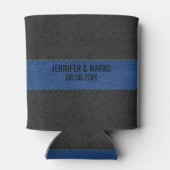 Vintages Leder, blau und schwarz Dosenkühler (Rückseite)