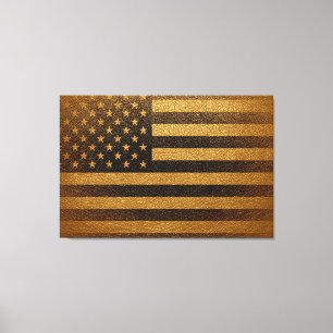 Vintages Leder der amerikanischen Flagge #2 Leinwanddruck