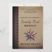 Vintages Leder Neues Kapitel Geburtstag Einladung (Vorderseite)