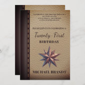 Vintages Leder Neues Kapitel Geburtstag Einladung (Vorne/Hinten)