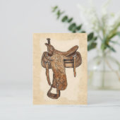 Vintages Leder Saddle Wall Art Postkarte (Stehend Vorderseite)