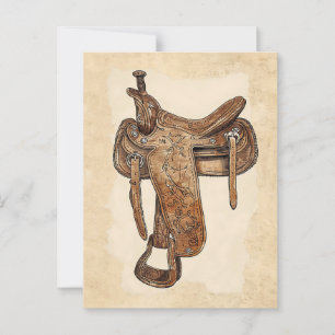 Vintages Leder Saddle Wall Art Postkarte