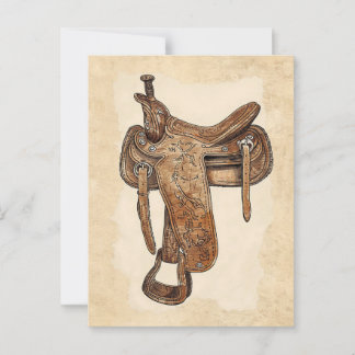 Vintages Leder Saddle Wall Art Postkarte