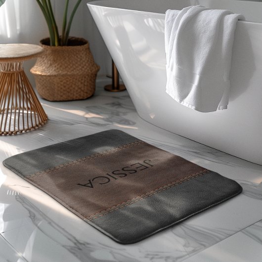 Vintages Leder, schwarz und braun Badematte