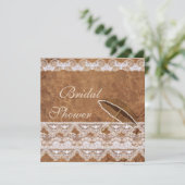 Vintages Leder- und Spitzen-Brautparty Einladung (Stehend Vorderseite)