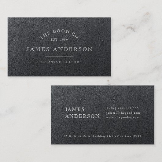 Vintages Leder Visitenkarte (Vorne/Hinten)