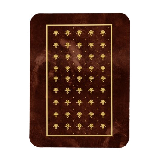 Vintages Lederbraun- und GoldDamaskatmuster Magnet (Vertikal)