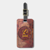 Vintages ledernes kundenspezifisches Monogramm Gepäckanhänger (Vorderseite vertikal)