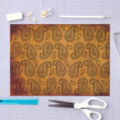 Vintages ledernes Muster Gelbwurz-Inder-Paisleys Seidenpapier (Handwerk)