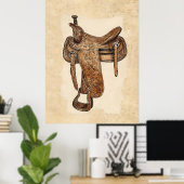 Vintages Ledersättel Mauer Poster (Heimbüro)