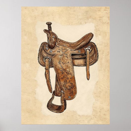 Vintages Ledersättel Mauer Poster (Vorne)