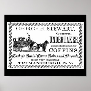 Vintages Leichenbestatter-Anzeige-Plakat Poster