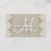 Vintages Leinen Lace Gold Monogram Logo Visitenkarte (Rückseite)