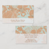 *~* Vintages Leinenbronzegoldblumentürkis Visitenkarte (Vorne/Hinten)