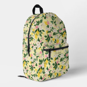 Vintages Lemon & Blossom-Muster auf Gelb Bedruckter Rucksack