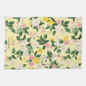 Vintages Lemon & Blossom-Muster auf Gelb Geschirrtuch (Horizontal)