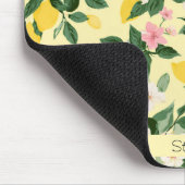 Vintages Lemon & Blossom-Muster auf Gelb Mousepad (Ecke)