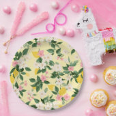 Vintages Lemon & Blossom-Muster auf Gelb Pappteller (Party)