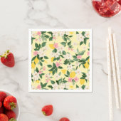 Vintages Lemon & Blossom-Muster auf Gelb Serviette (Beispiel)