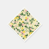 Vintages Lemon & Blossom-Muster auf Gelb Serviette (Ecke)