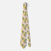 Vintages Lemon & Blossom-Muster auf rosa (2) Krawatte (Vorderseite)