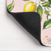 Vintages Lemon & Blossom-Muster auf rosa (2) Mousepad (Ecke)