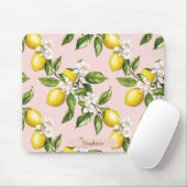 Vintages Lemon & Blossom-Muster auf rosa (2) Mousepad (Mit Mouse)