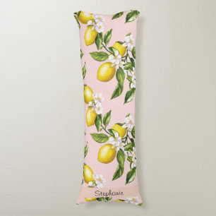 Vintages Lemon & Blossom-Muster auf rosa (2) Seitenschläferkissen