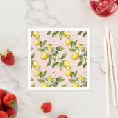 Vintages Lemon & Blossom-Muster auf rosa (2) Serviette (Beispiel)