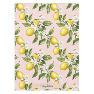Vintages Lemon & Blossom-Muster auf rosa (2) Tischdecke