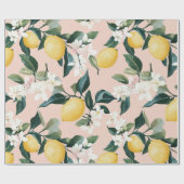 Vintages Lemon & Blossom-Muster in rosa Geschenkpapier (Flach)