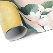 Vintages Lemon & Blossom-Muster in rosa Geschenkpapier (Rolleneckpunkt)