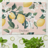Vintages Lemon & Blossom-Muster in rosa Geschirrtuch (Gefaltet)