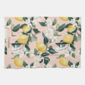 Vintages Lemon & Blossom-Muster in rosa Geschirrtuch (Horizontal)