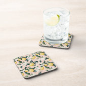 Vintages Lemon & Blossom-Muster in rosa Getränkeuntersetzer (Rechte Seite)