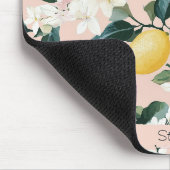 Vintages Lemon & Blossom-Muster in rosa Mousepad (Ecke)