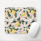 Vintages Lemon & Blossom-Muster in rosa Mousepad (Mit Mouse)
