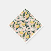 Vintages Lemon & Blossom-Muster in rosa Serviette (Ecke)