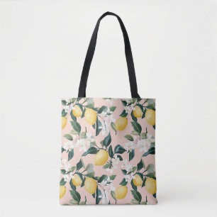 Vintages Lemon & Blossom-Muster in rosa Tasche