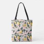 Vintages Lemon & Blossom-Muster in rosa Tasche (Rückseite)