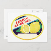 Vintages Lemon-Cordial-Label Postkarte (Vorne/Hinten)
