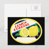 Vintages Lemon-Cordial-Label Postkarte (Vorne/Hinten)