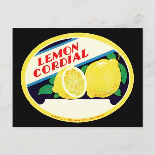 Vintages Lemon-Cordial-Label Postkarte (Vorderseite)