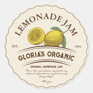 Vintages Lemon Fruchtlemonade-Konfitüre Runder Aufkleber