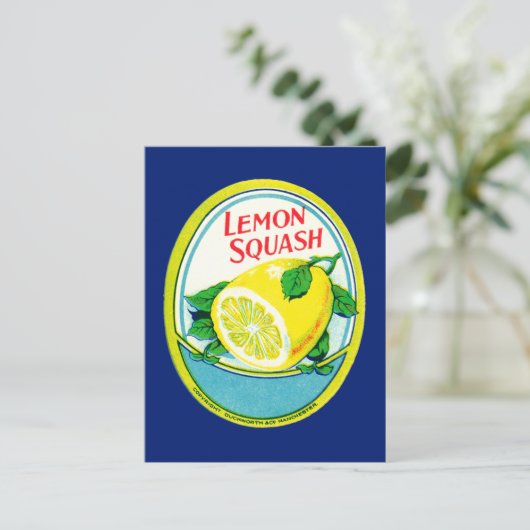 Vintages Lemon Squash Label Postkarte (Stehend Vorderseite)