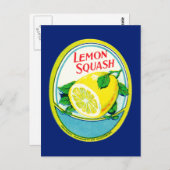 Vintages Lemon Squash Label Postkarte (Vorne/Hinten)